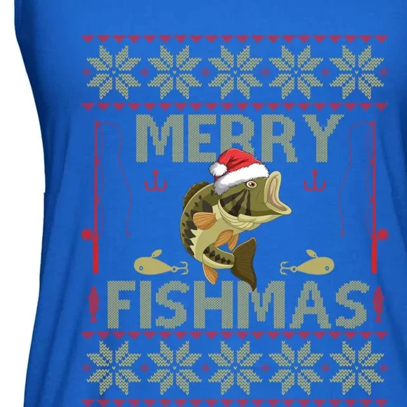 Ugly Christmas Merry Fishmas Fishing Fisher Xmas Gift Great Gift Ladies Essential Flowy Tank