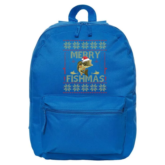 Ugly Christmas Merry Fishmas Fishing Fisher Xmas Gift Great Gift 16 in Basic Backpack