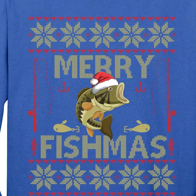 Ugly Christmas Merry Fishmas Fishing Fisher Xmas Gift Great Gift Tall Long Sleeve T-Shirt