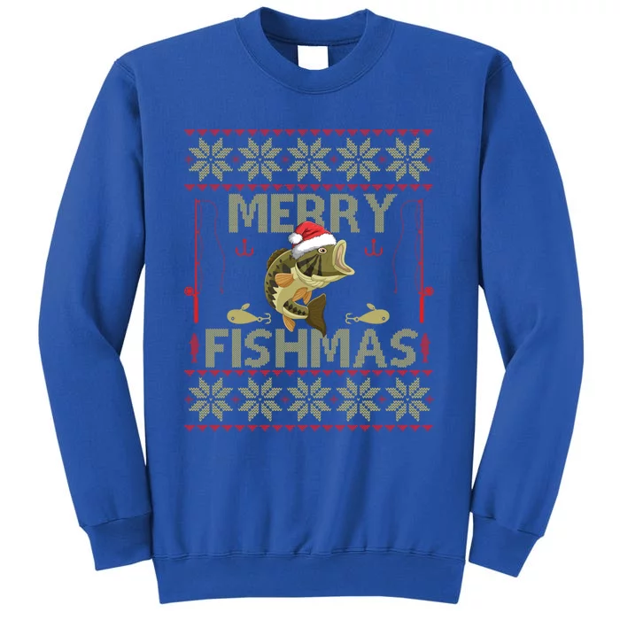 Ugly Christmas Merry Fishmas Fishing Fisher Xmas Gift Great Gift Tall Sweatshirt