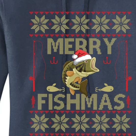 Ugly Christmas Merry Fishmas Fishing Fisher Xmas Gift Great Gift Women's Pullover Hoodie