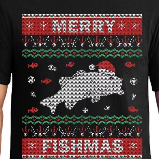 Ugly Christmas Merry Fishmas Funny Fish Fishing Fisher Cool Gift Pajama Set