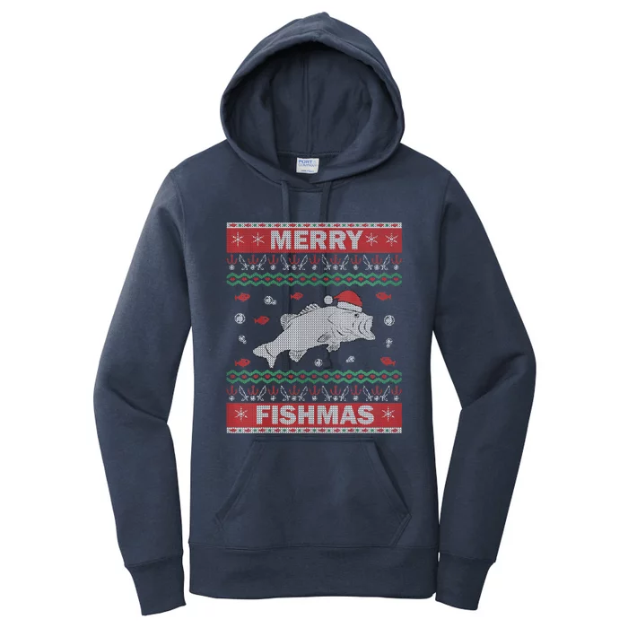 Ugly Christmas Merry Fishmas Funny Fish Fishing Fisher Cool Gift Women's Pullover Hoodie