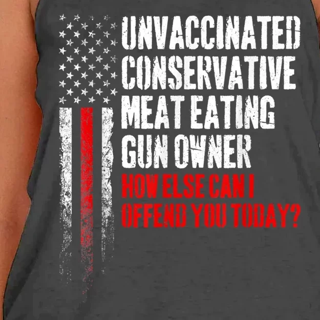 Unvaccinated Conservative Meat Eating Gun Owner Women's Knotted Racerback Tank