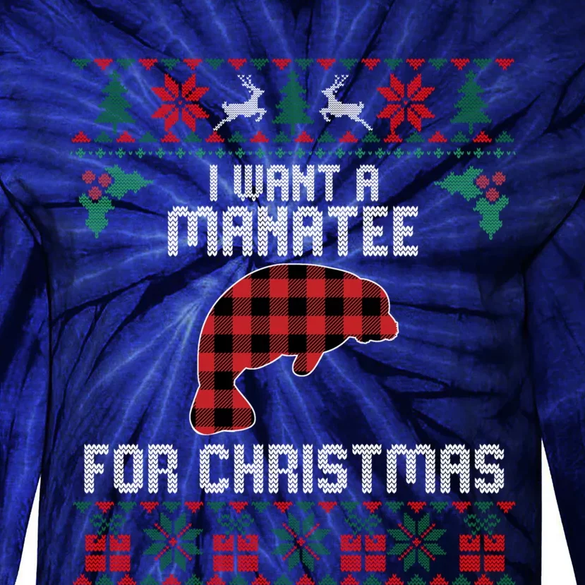 Ugly Christmas Manatee Christmas Gifts Manatee Lover Tie-Dye Long Sleeve Shirt