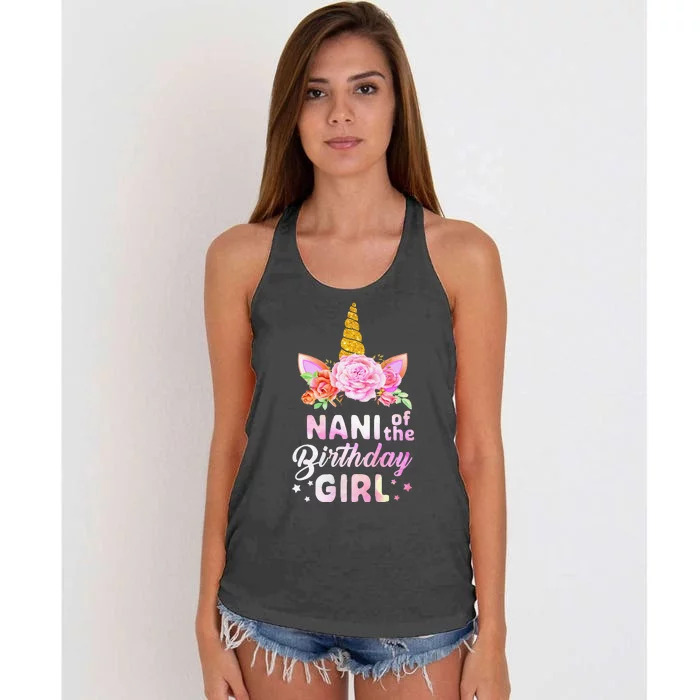 Unicorn Cute Nani Of The Birthday Funny Mother's Day Women's Knotted Racerback Tank