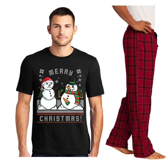 Ugly Christmas Naughty Snow Carrot Funny Gift Pajama Set