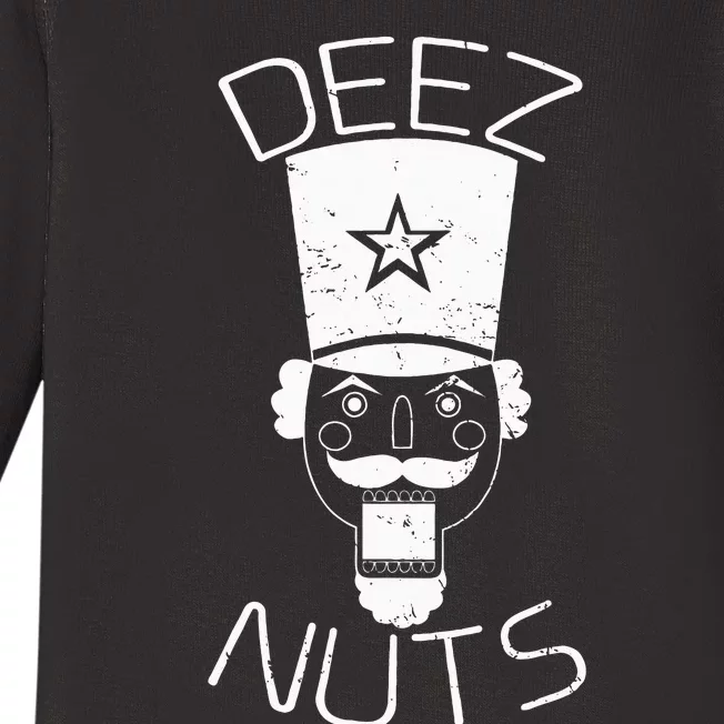 Ugly Christmas Nutcracker Deez Nuts Xmas Baby Long Sleeve Bodysuit