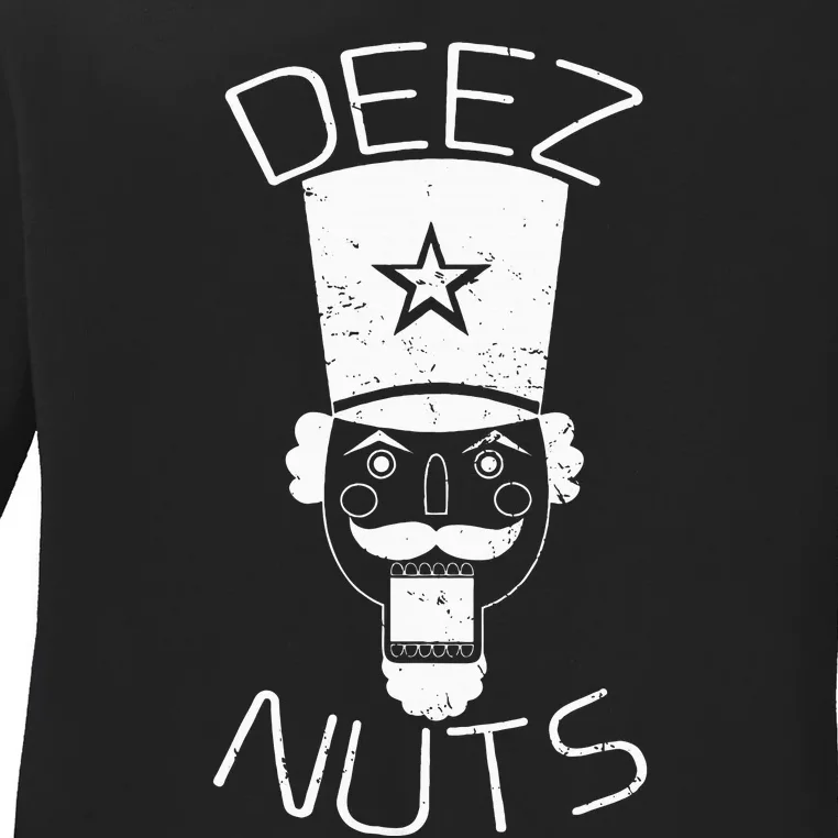 Ugly Christmas Nutcracker Deez Nuts Xmas Ladies Long Sleeve Shirt