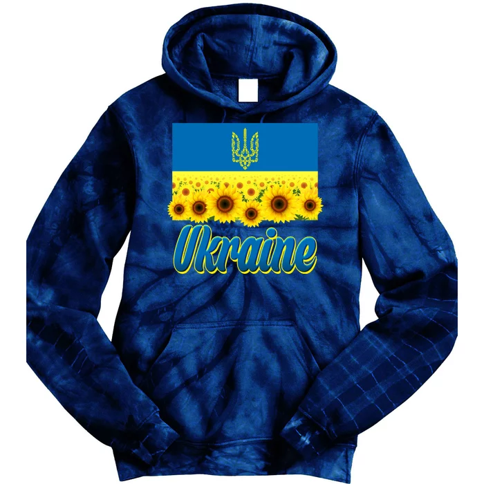 Ukraine Coat Of Arms Flag Blue Sky Field Of Sunflowers Tie Dye Hoodie