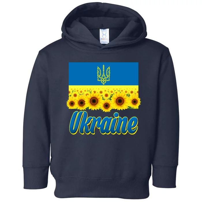 Ukraine Coat Of Arms Flag Blue Sky Field Of Sunflowers Toddler Hoodie