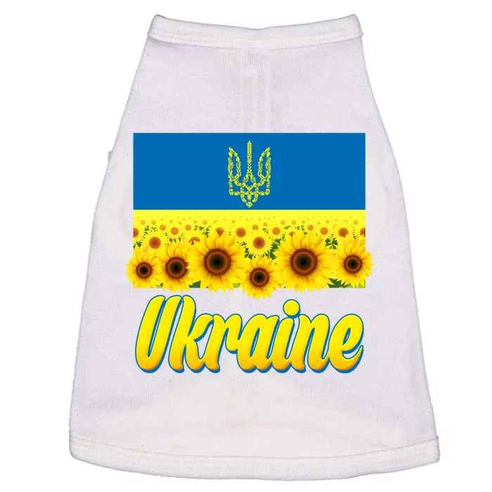 Ukraine Coat Of Arms Flag Blue Sky Field Of Sunflowers Doggie Tank