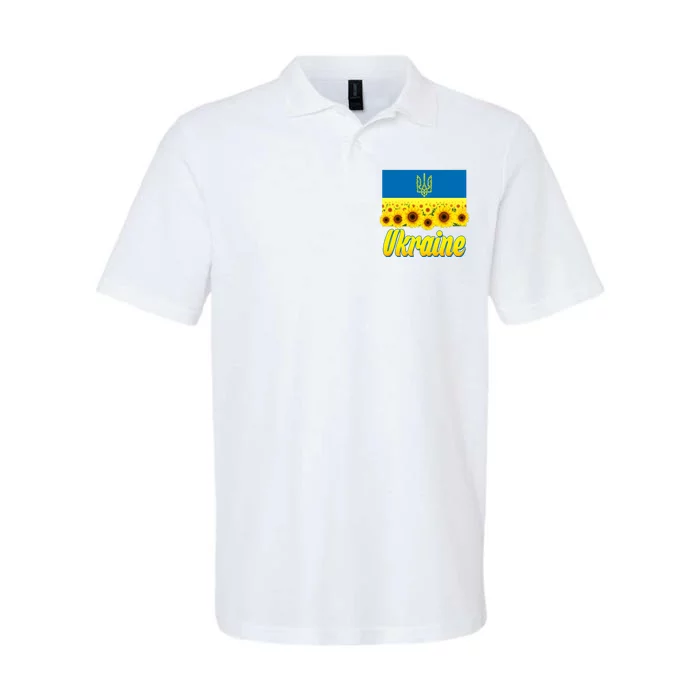 Ukraine Coat Of Arms Flag Blue Sky Field Of Sunflowers Softstyle Adult Sport Polo