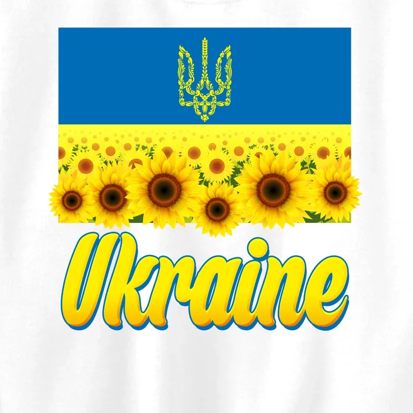 Ukraine Coat Of Arms Flag Blue Sky Field Of Sunflowers Kids Sweatshirt