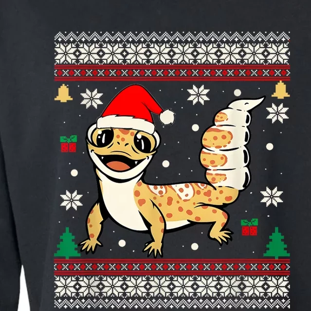 Ugly Christmas Pajama Sweater Leopard Gecko Animals Lover Cropped Pullover Crew