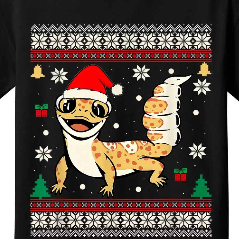 Ugly Christmas Pajama Sweater Leopard Gecko Animals Lover Kids T-Shirt