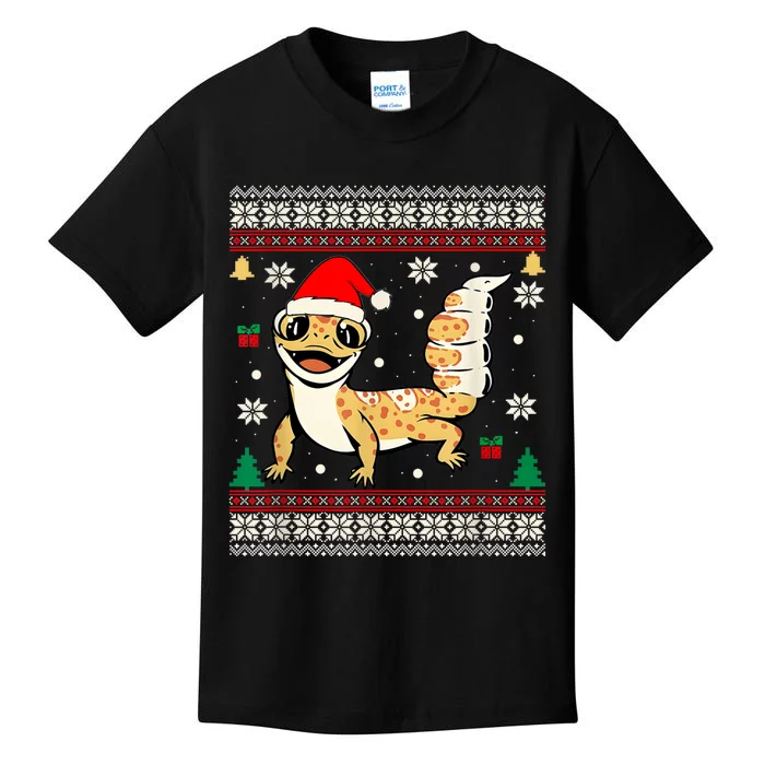 Ugly Christmas Pajama Sweater Leopard Gecko Animals Lover Kids T-Shirt