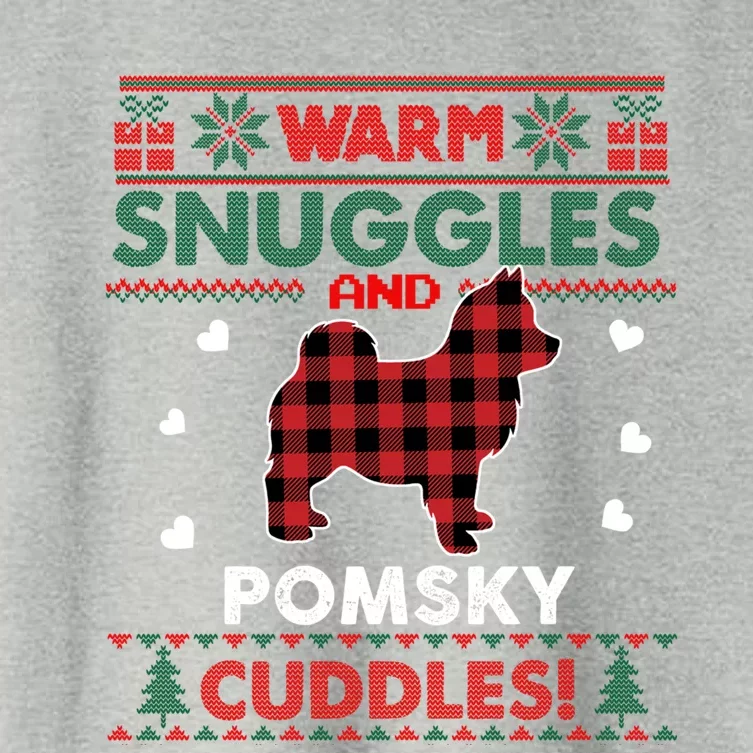 Ugly Christmas Pomsky Dog Lover Xmas Gifts Women's Crop Top Tee