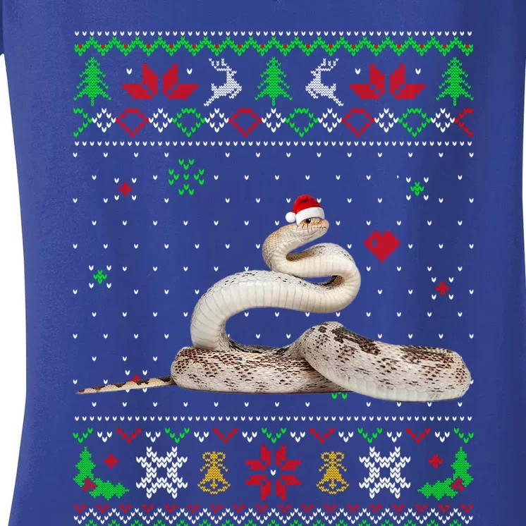 Ugly Christmas Pajama Sweater Snake Animals Lover Funny Gift Women's V-Neck T-Shirt