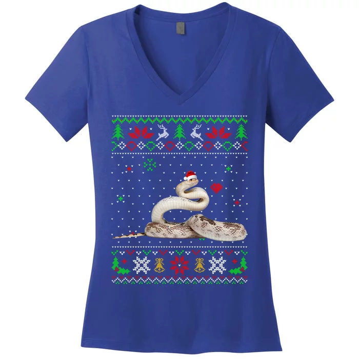 Ugly Christmas Pajama Sweater Snake Animals Lover Funny Gift Women's V-Neck T-Shirt