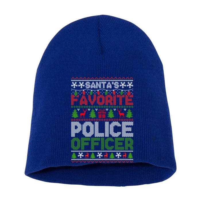 Ugly Christmas Police Officer Gift Short Acrylic Beanie