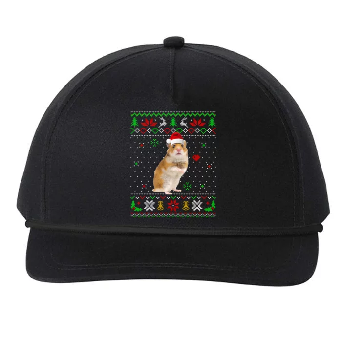 Ugly Christmas Pajama Sweater Hamster Animals Lover Funny Gift Snapback Five-Panel Rope Hat