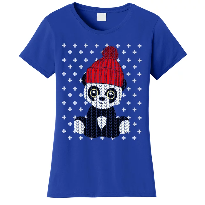 Ugly Christmas Panda Bear Santa Hat Cute Funny Xmas Funny Gift Great Gift Women's T-Shirt