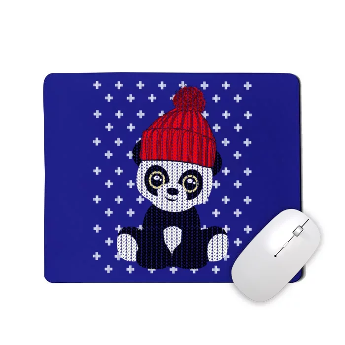 Ugly Christmas Panda Bear Santa Hat Cute Funny Xmas Funny Gift Meaningful Gift Mousepad