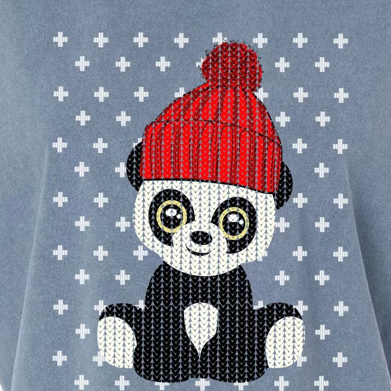 Ugly Christmas Panda Bear Santa Hat Cute Funny Xmas Funny Gift Meaningful Gift Garment-Dyed Women's Muscle Tee