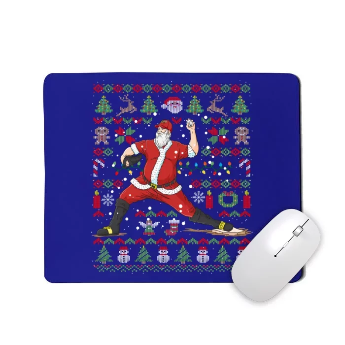 Ugly Christmas Pitcher Baseball Santa Claus Great Gift Mousepad