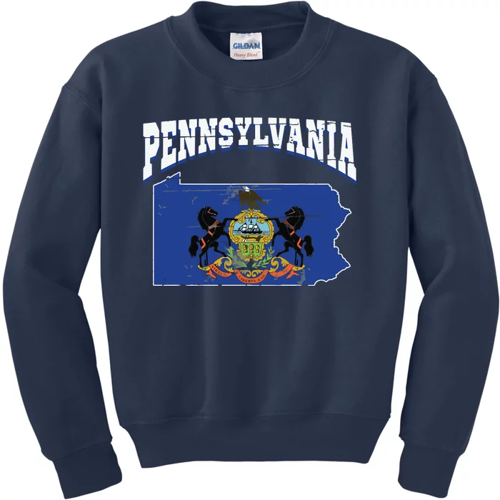 Us Citizen Proud America State Flag Land Map Pennsylvania Kids Sweatshirt