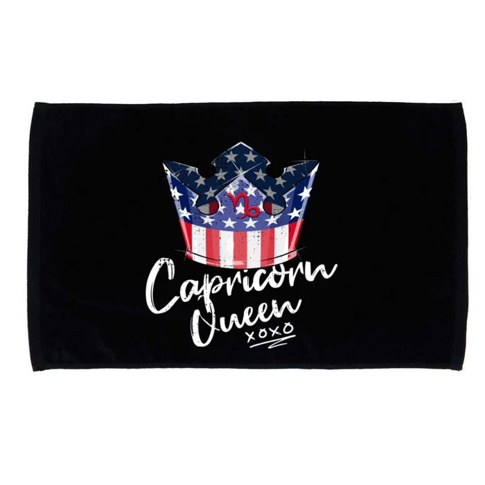 Usa Capricorn Queen Zodiac Sign With Patriotic Us Crown Great Gift Microfiber Hand Towel