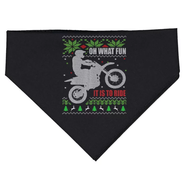 Ugly Christmas Sweater Dirt Bike Motorcycle Motocross Biker USA-Made Doggie Bandana