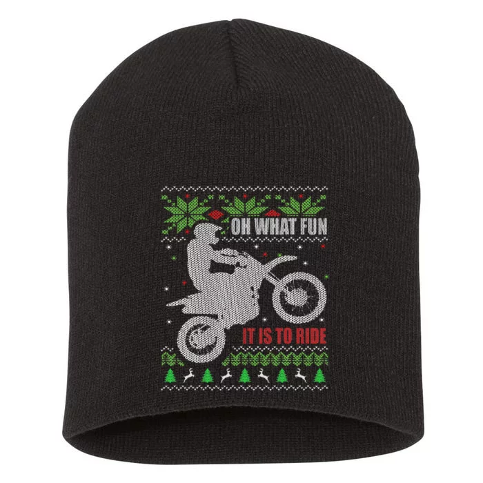 Ugly Christmas Sweater Dirt Bike Motorcycle Motocross Biker Short Acrylic Beanie