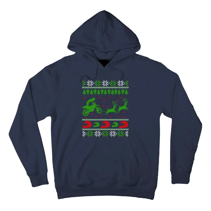 Ugly Christmas Sweater Motocross Biker Gift Hoodie