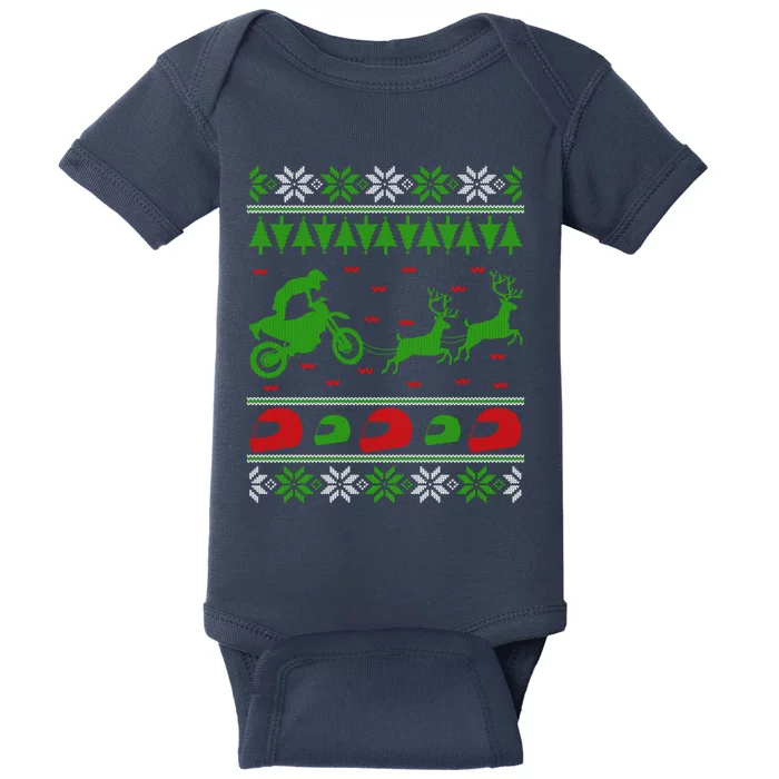 Ugly Christmas Sweater Motocross Biker Gift Baby Bodysuit