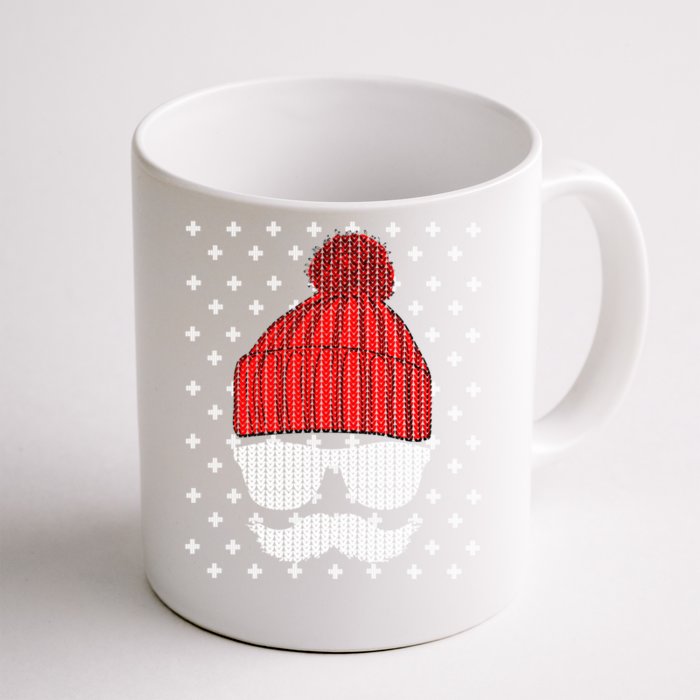 Ugly Christmas Santa Hat Mustache Funny Dads Xmas Gift Front & Back Coffee Mug