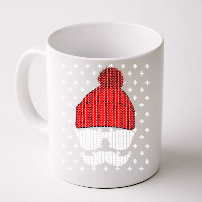 Ugly Christmas Santa Hat Mustache Funny Dads Xmas Gift Front & Back Coffee Mug