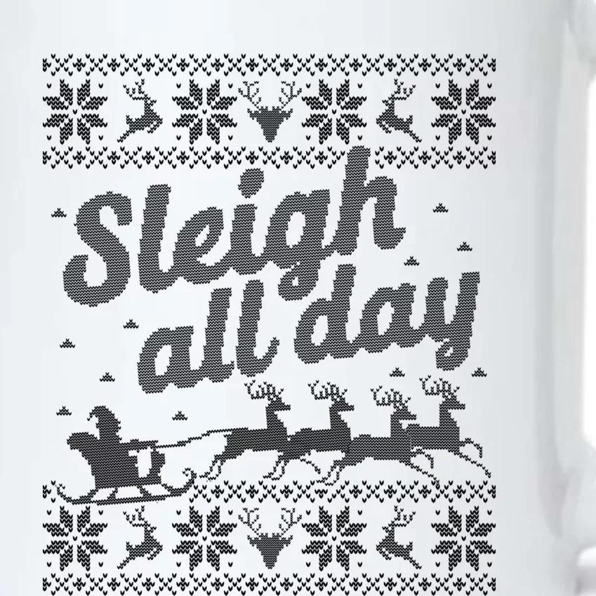 Ugly Christmas Sweater Santa Sleigh All Day Gift Black Color Changing Mug