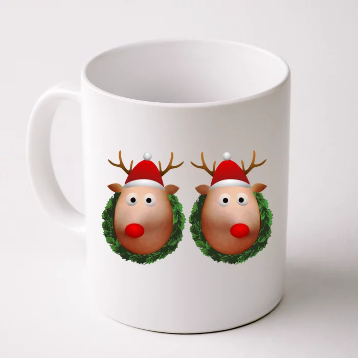 Ugly Christmas Sweater Merry Titmas Reindeer Boobs Naughty Gift Front & Back Coffee Mug