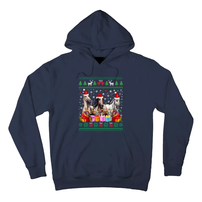 Ugly Christmas Sweater Santa Hat Xmas Horse Lover Animal Hoodie