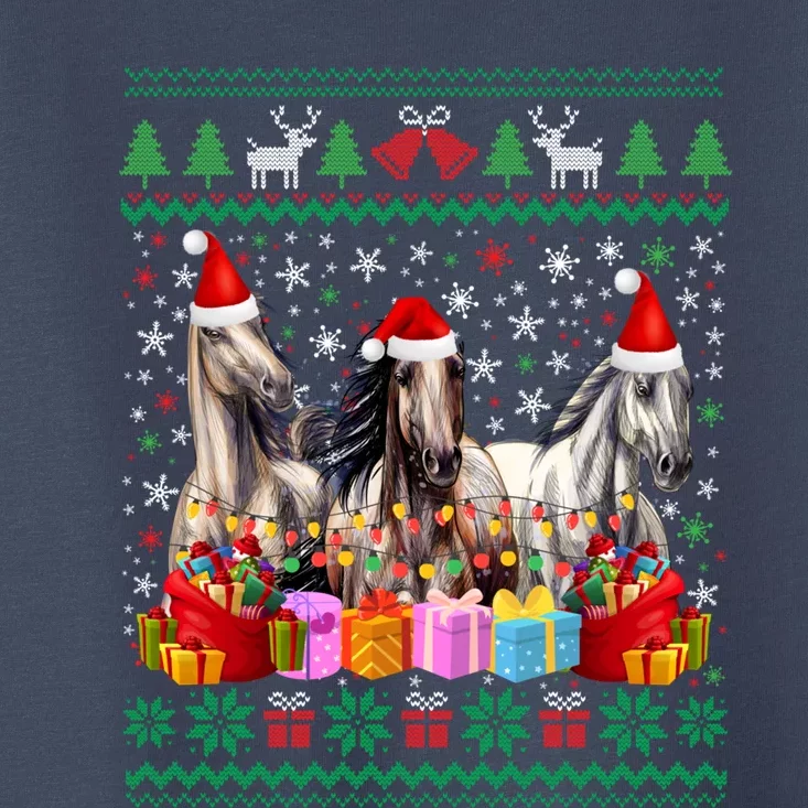 Ugly Christmas Sweater Santa Hat Xmas Horse Lover Animal Toddler T-Shirt