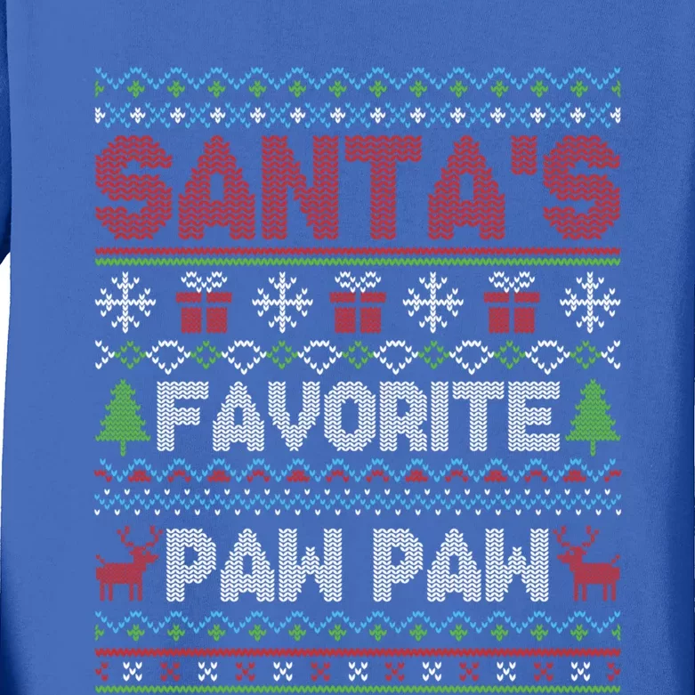 Ugly Christmas Sweater Style Funny SantaS Favorite Paw Paw Great Gift Kids Long Sleeve Shirt