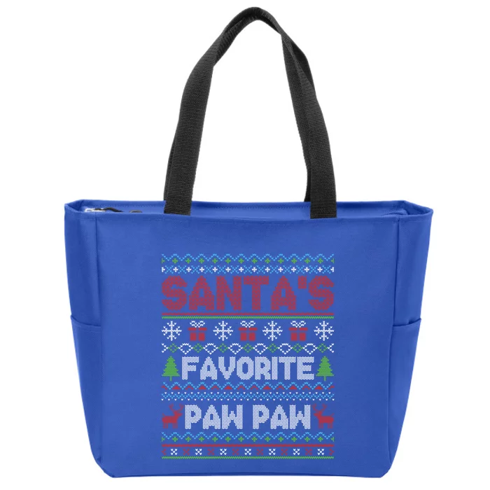 Ugly Christmas Sweater Style Funny SantaS Favorite Paw Paw Great Gift Zip Tote Bag