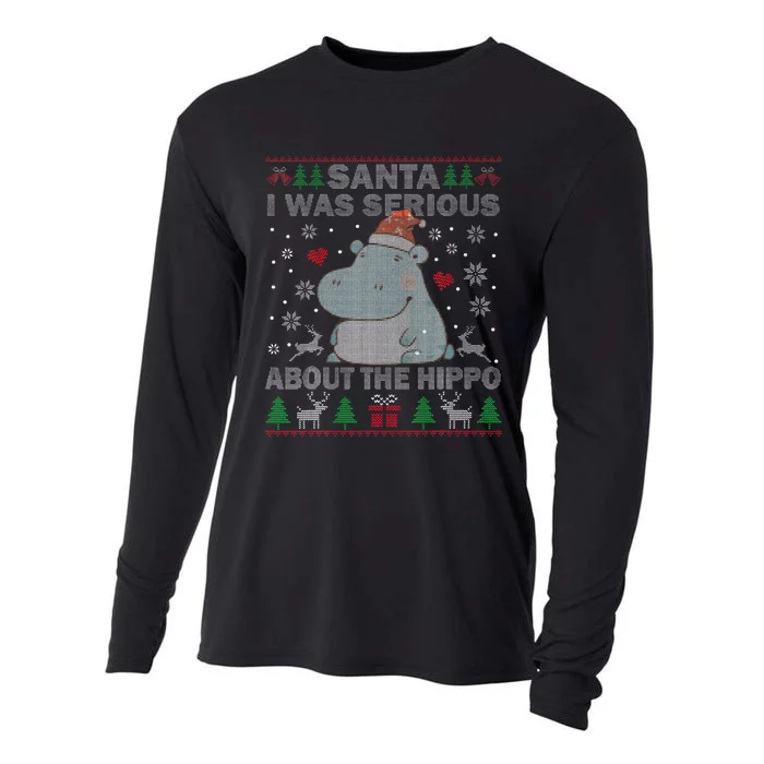 Ugly Christmas Sweater Santa I Was Serious About the Hippo Cooling Performance Long Sleeve Crew