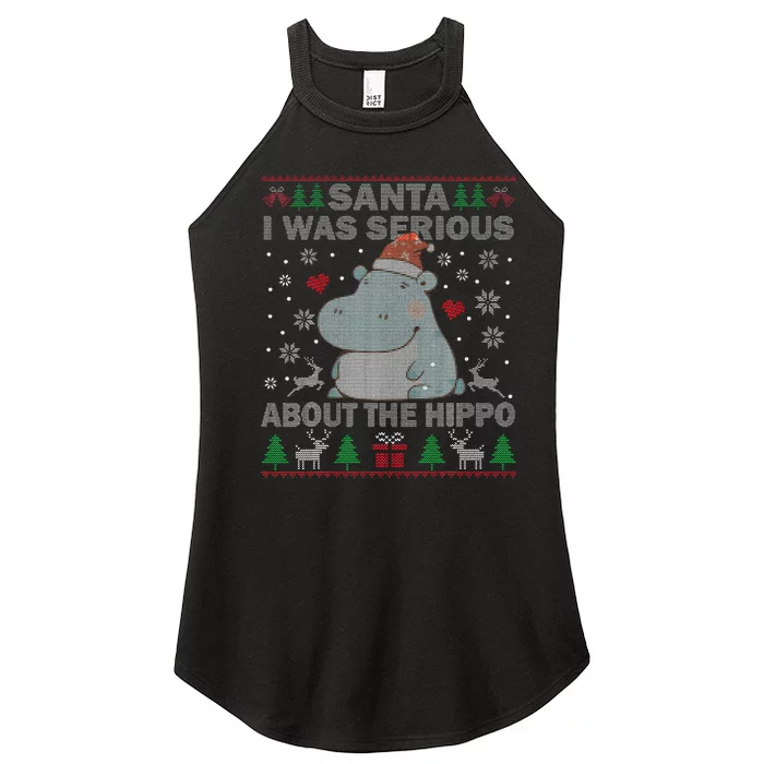 Ugly Christmas Sweater Santa I Was Serious About the Hippo Women’s Perfect Tri Rocker Tank