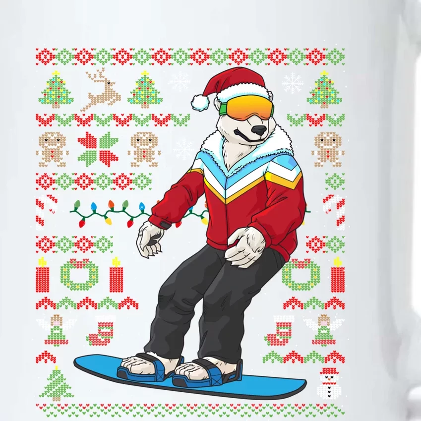 Ugly Christmas Snowboard Polar Bear Ski Funny Gift Black Color Changing Mug