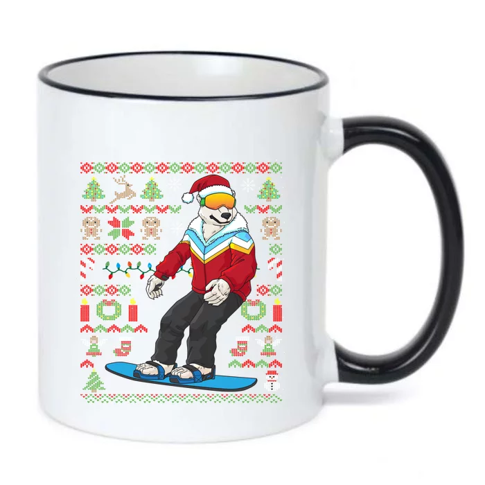 Ugly Christmas Snowboard Polar Bear Ski Funny Gift Black Color Changing Mug