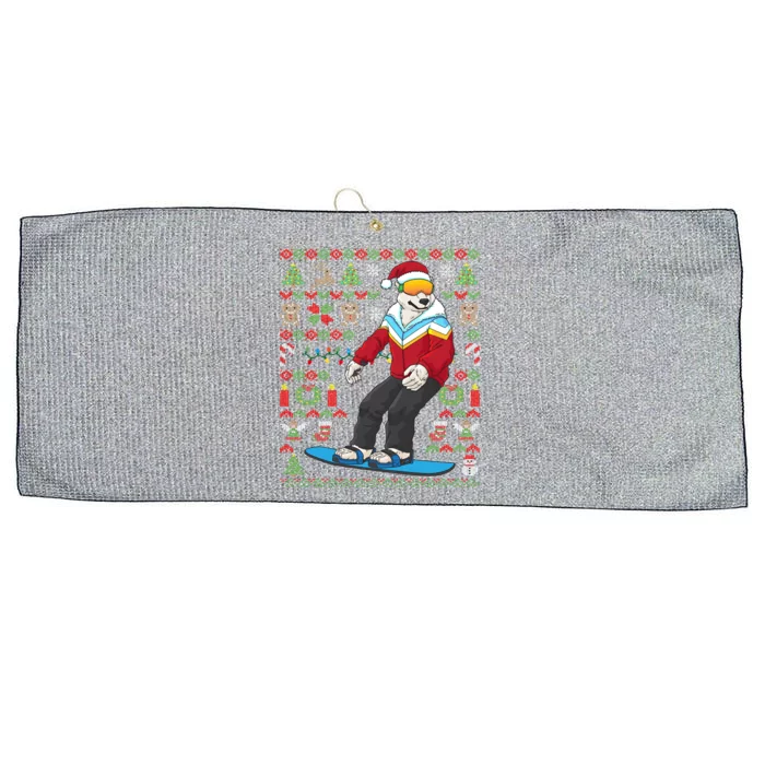 Ugly Christmas Snowboard Polar Bear Ski Funny Gift Large Microfiber Waffle Golf Towel