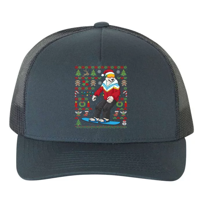 Ugly Christmas Snowboard Polar Bear Ski Funny Gift Yupoong Adult 5-Panel Trucker Hat